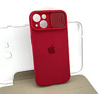 Чехол на iPhone 13 накладка бампер SLIDER Silicone Case Full силиконовый original бордовый