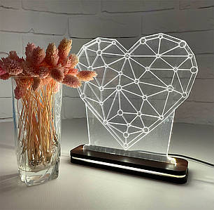 Світильник акриловий, Серце 19 х 19 см (АСВА5-08)