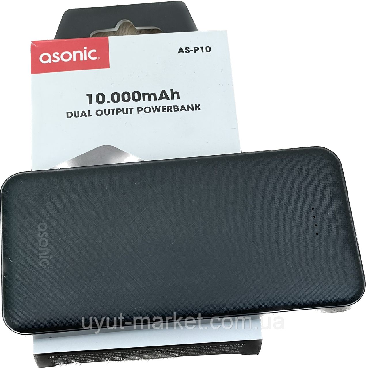 Універсальний павербанк Power Bank 10000 mAh Asonic AS-P10 Output 2USB, чорний