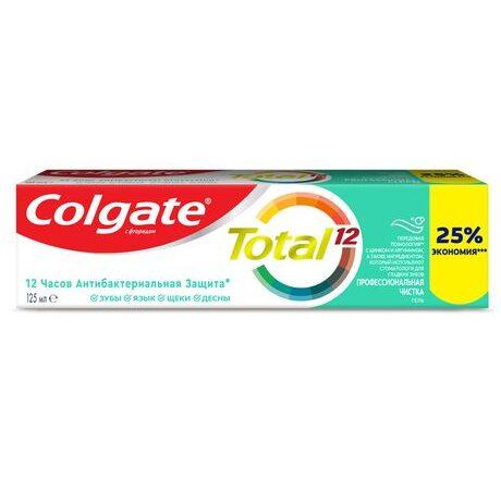 Зубная паста-гель колгейт Colgate Total 12 Профессиональная чистка, для борьбы с бактериями, 125 мл - фото 1 - id-p1764207994