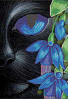 Схема для вишивання бісером Чорний кіт 30х40 см. Габардин