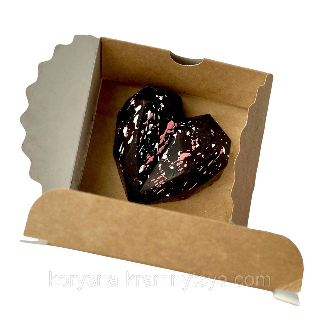 Цукерка серденько чорний шоколад  з карамеллю, 50 г