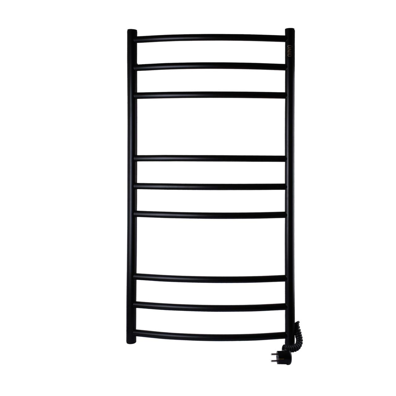 Рушникосушарка UNIO LDE ER 1000-500-9 BLK Драбинка Дуга Еліт електро чорна, фото 1