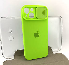Чохол на iPhone 13 накладка на бампер SLIDER Silicone Case Full силіконовий original салатовий