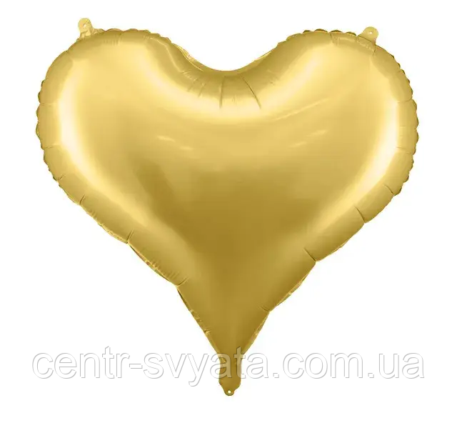Фольгована кулька Party Deco 25" (75х64 см) Серце сатин золото