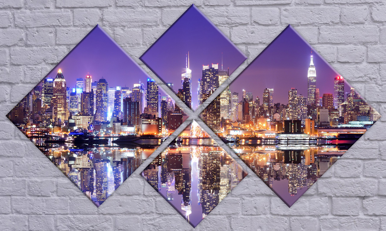 Модульна картина на полотні з 4-х частин "Нічне місто"