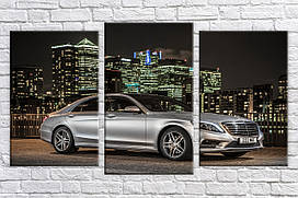 Модульна картина на полотні з 3-х частин "Мерседес Бенц"