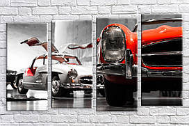 Модульна картина на полотні з 4-х частин "Раритетні авто"