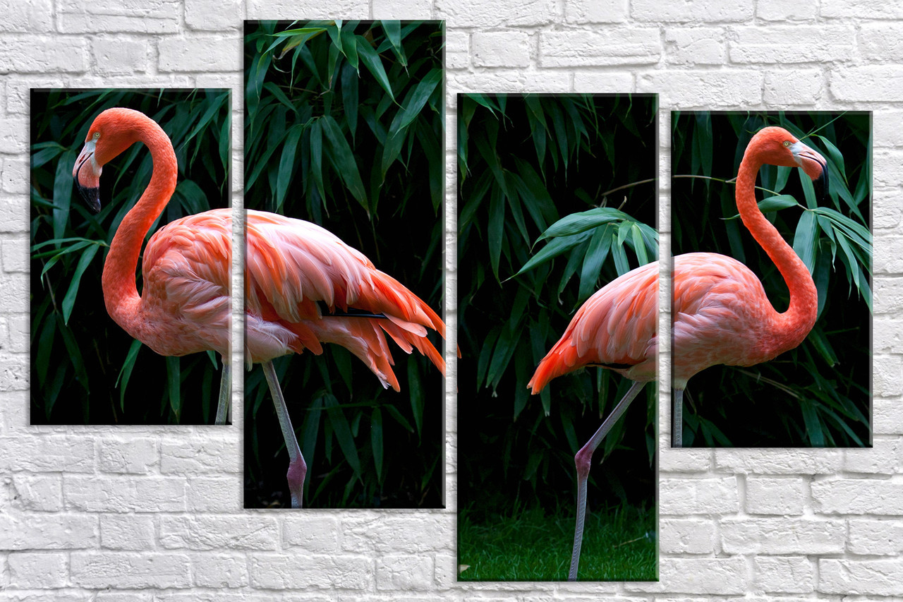 Модульна картина на полотні з 4-х частин "Фламінго"