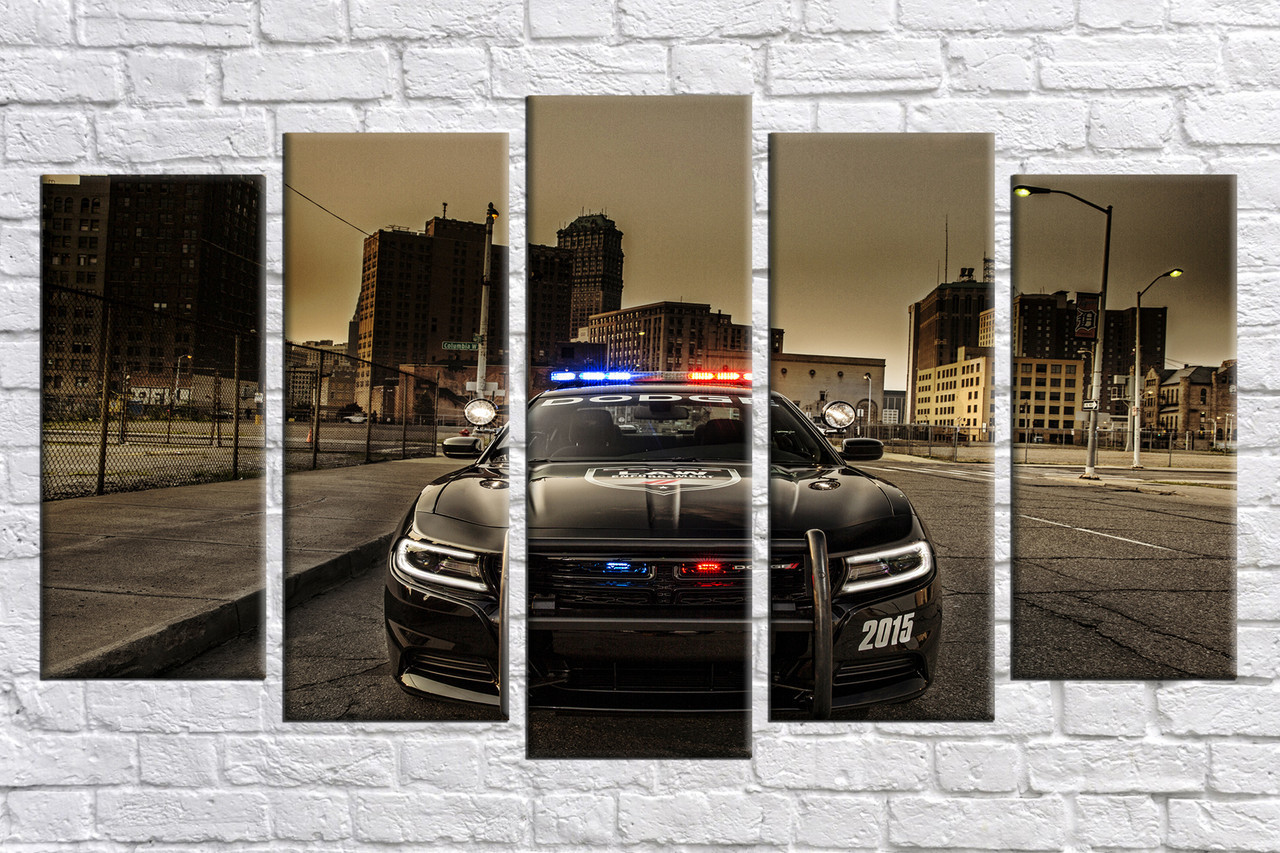 Модульна картина на полотні з 5-ти частин "Американська поліція"