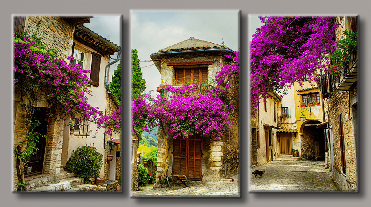 Модульна картина на полотні з 3-х частин "Іспанська вуличка"