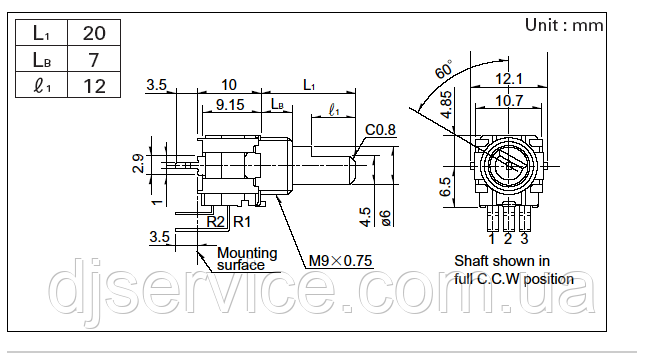 Потенциометр DCS1086 DCS1125 Master Level для пультов Pioneer djm 800 - фото 4 - id-p80871721
