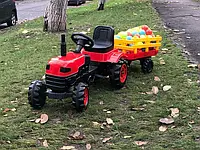 Трактор для детей на педалях для ребенка Micromax, Детский большой трактор с прицепом красный