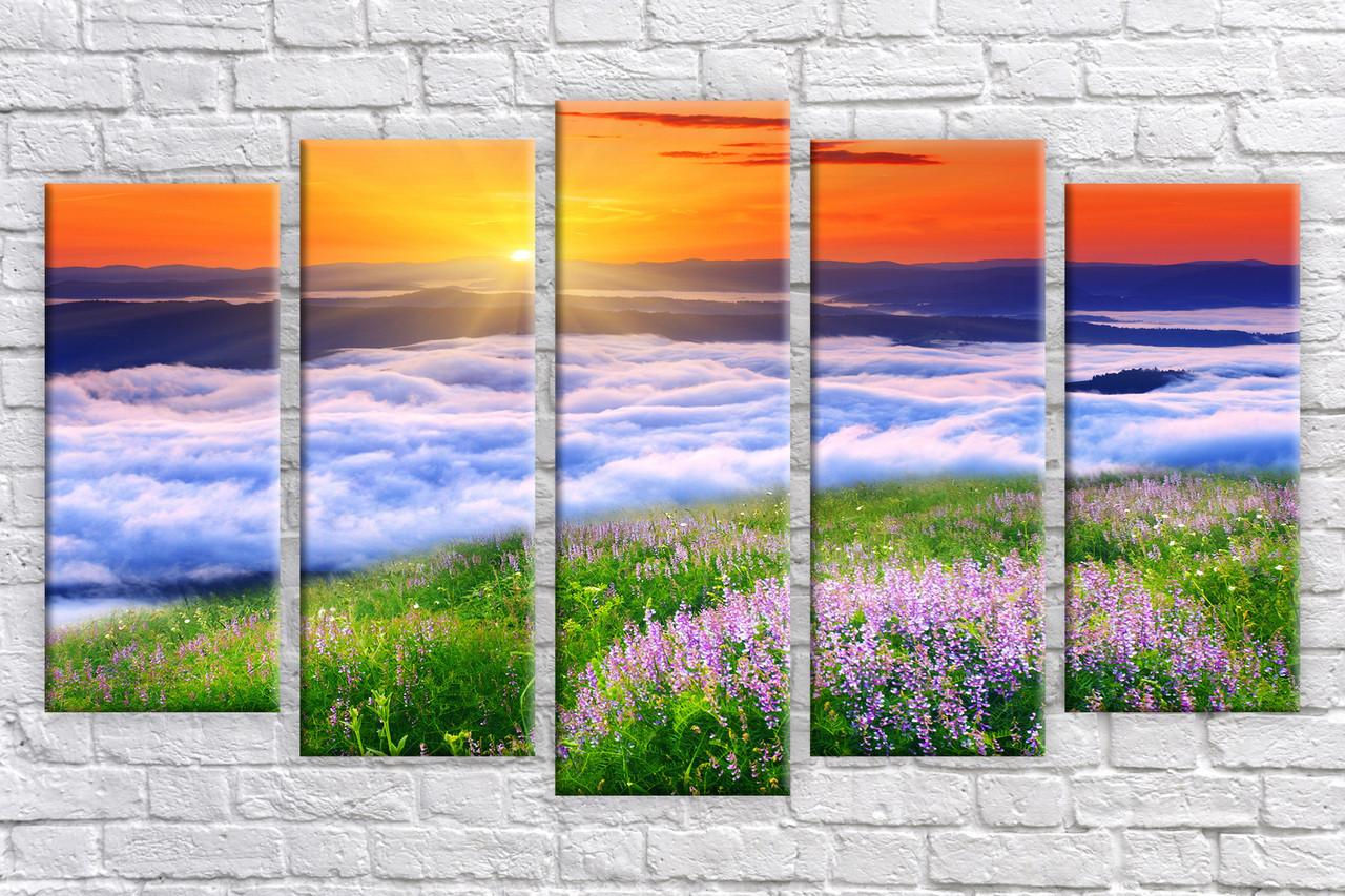 Модульна картина на полотні з 5-ти частин "Пейзаж"