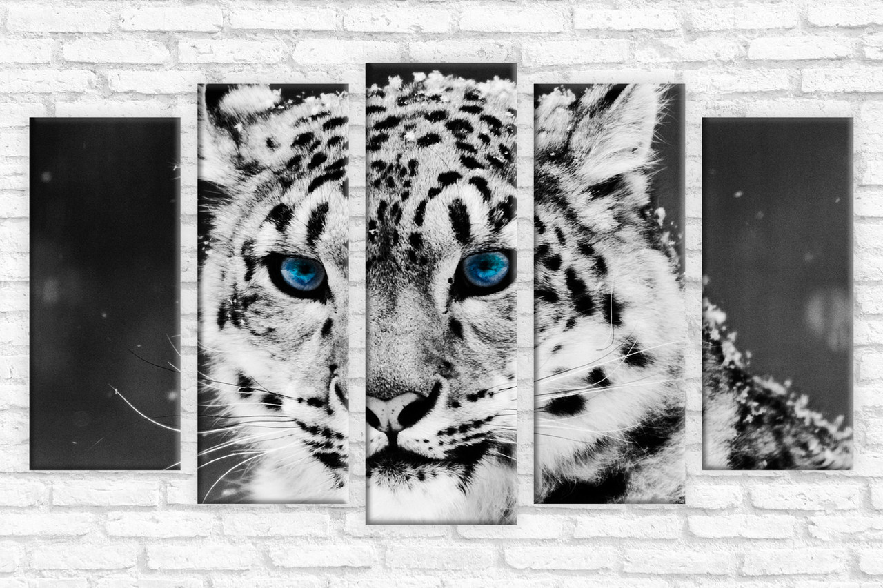 Модульна картина на полотні з 5-ти частин "Сніговий барс"