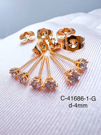 Сережки-цвяшки Xuping позолоти (3 пари), фото 1