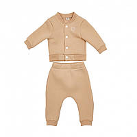 Костюм детский утепленный трикотажный (бомбер, штаны), beige, бежевый, 68