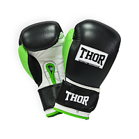 Боксерские перчатки THOR TYPHOON (Leather) BLK-GRN-WHT