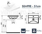 Тумба ЮВВІС для ванної кімнати 50 см біла підвісна СЕМПРІ з умивальником СЕМПРЕ, фото 5