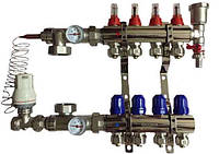Коллектор для теплого пола KOER на четыре контура в сборе