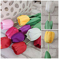 Тюльпаны разных цветов из ткани и латекса, 62 см