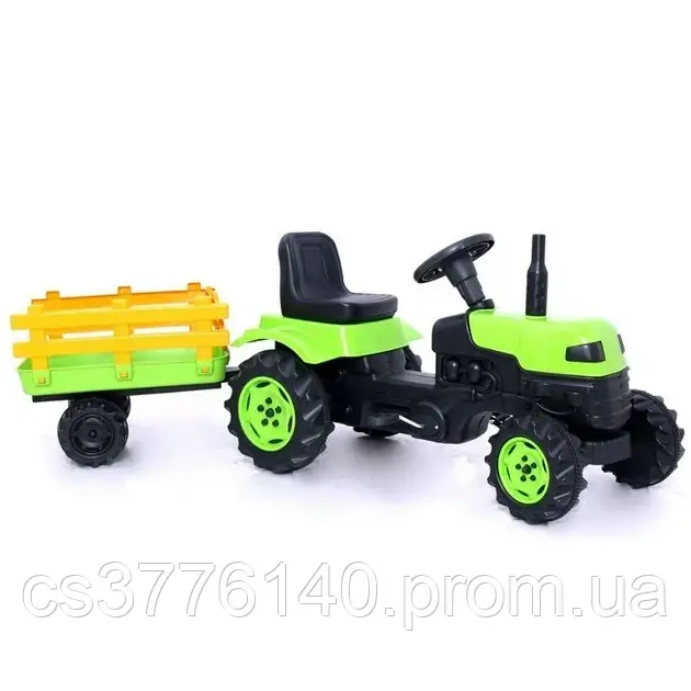 Трактор для детей на педалях для ребенка Micromax, Детский большой трактор с прицепом зеленый - фото 1 - id-p1764284627