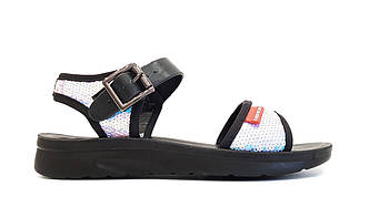 Модні молодіжні сандалі босоніжки літні жіночі еко шкіра без підбору повсякденні зручні легкі якісні чорні 36 розмір Ashiguli 926