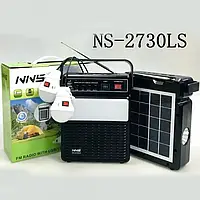 Портативна колонка радіоприймач із сонячною панеллю ліхтарик лампа NNS Solar charge NS-2730LS