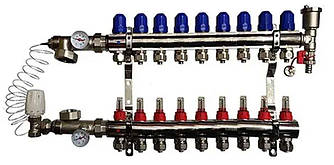 Колектор для теплої підлоги KOER на одинадцять контурів в зборі