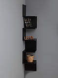 Полиця навісна кутова на стіну П-14 Черная, фото 3