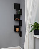 Полиця навісна кутова на стіну П-14 Черная, фото 6