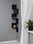 Полиця навісна кутова на стіну П-14 Черная, фото 7