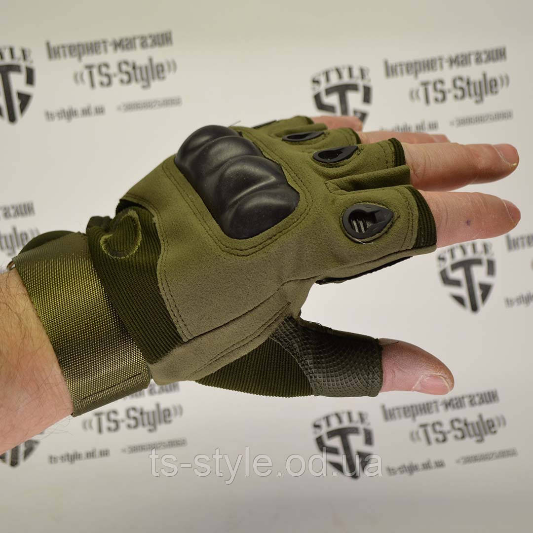 Безпалі тактичні рукавички Oakley олива