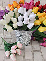 Букет тюльпанів, 7 голівок квітів, h букету-35 см 18 шт\уп., 9 кольорів