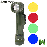 Угловой фонарик US Army Mil-Tec с 4 фильтрами - олива