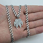 Комплект срібний ланцюжок з кулоном Оберiг Печатка Велеса 925 проба, фото 2