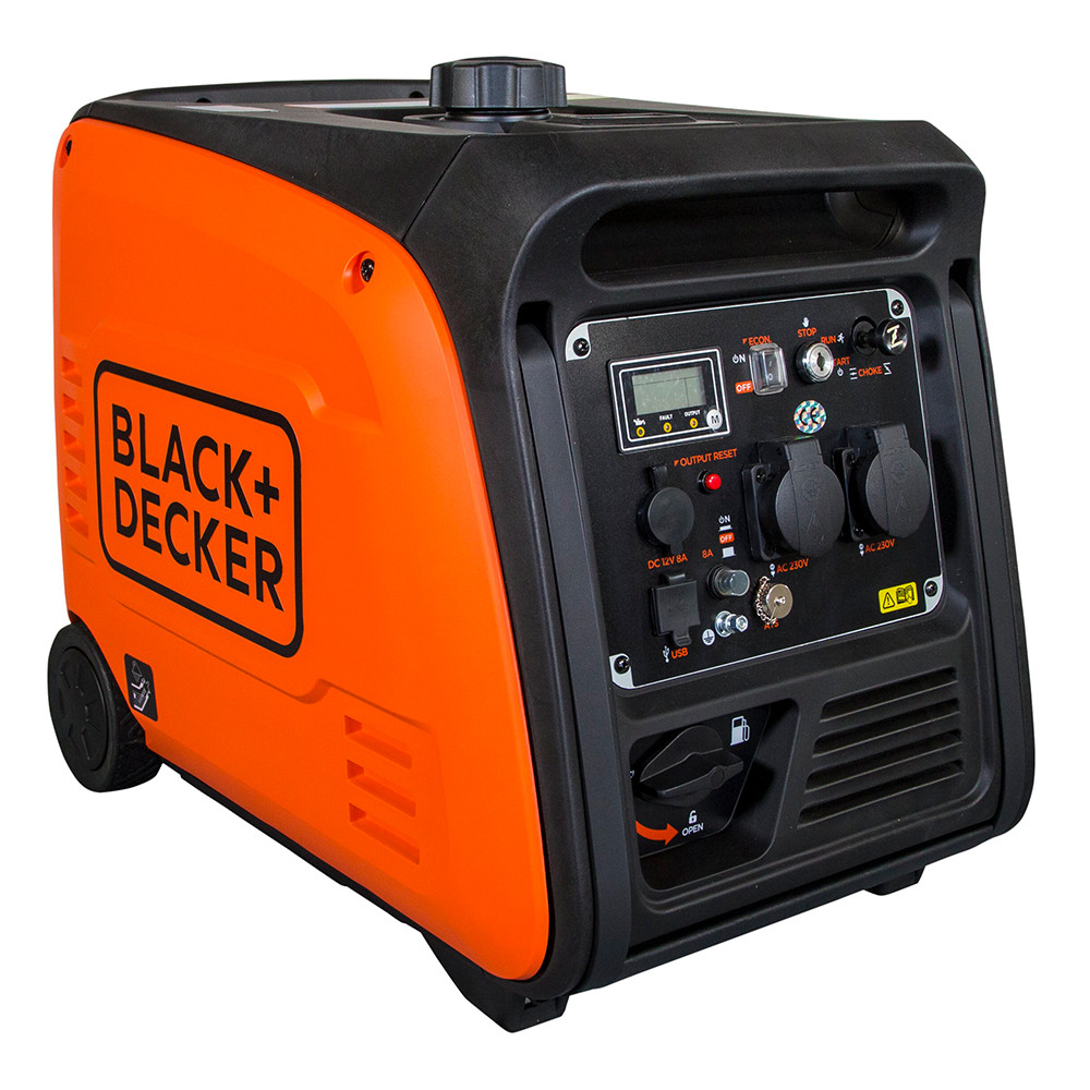 Генератор бензиновий інверторний BLACK&DECKER BXGNI4000E 3.9 кВт ATS Чорний/ Помаранчевий
