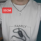 Комплект срібний чорнений ланцюжок бісмарк з фігурним хрестиком 925 проба, фото 7