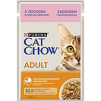 Влажный корм CAT CHOW Adult (Пурина Кэт Чау Адалт) для взрослых кошек со вкусом лосося и зеленой фасолью 85 г