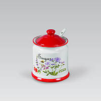 Цукорниця керамічна Maestro MR-20008-09 Flora 300 мл з кришкою і ложкою