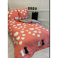Комплект постельного белья Тиротекс (Тирасполь) из натуральной бязи Голд - Кошечки в сердечках