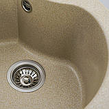 Кругла гранітна мийка Platinum TURAS 480 сафарі матова, фото 2