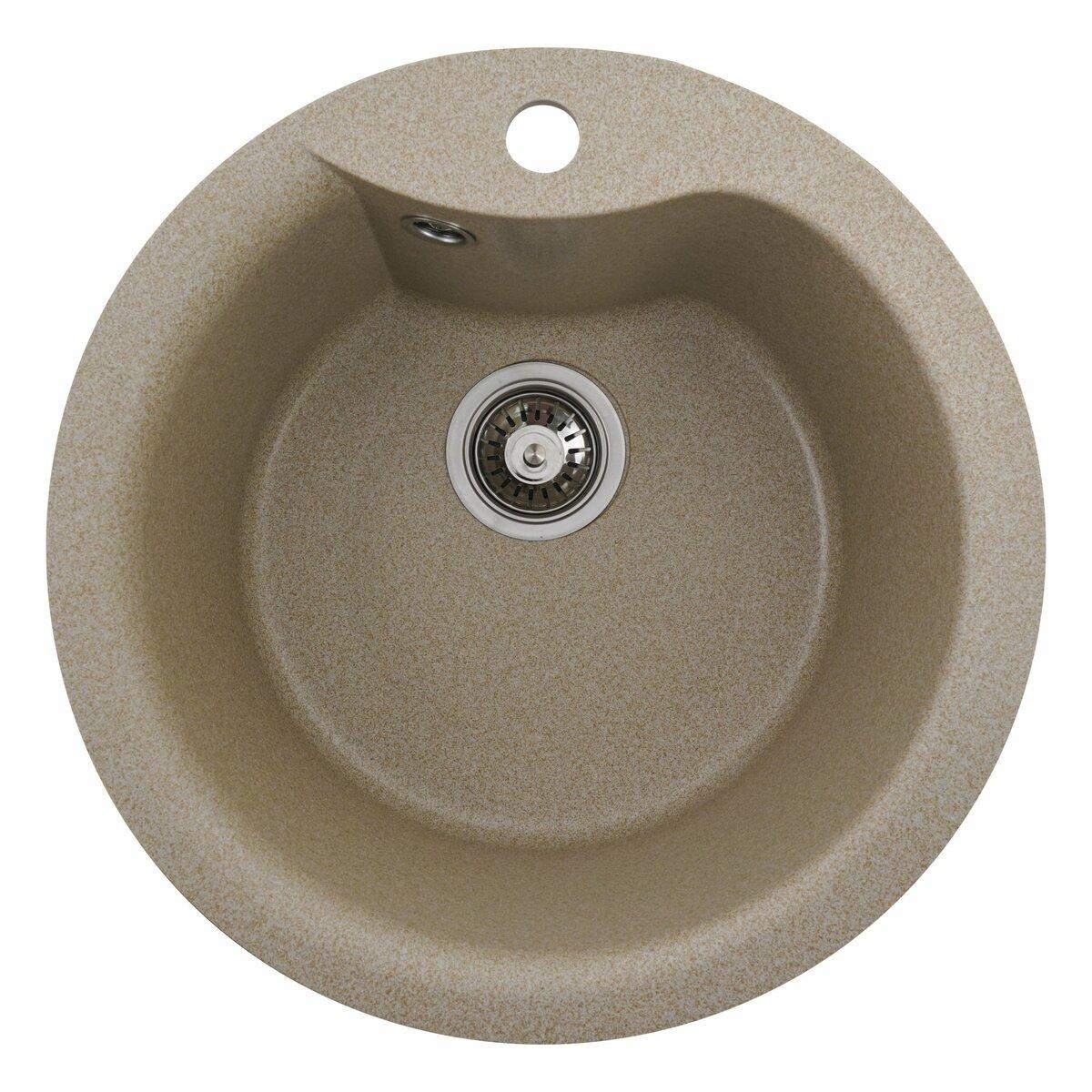 Кругла гранітна мийка Platinum TURAS 480 сафарі матова