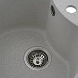 Кругла мийка з граніту Platinum TURAS 480 біла в точку матова, фото 4