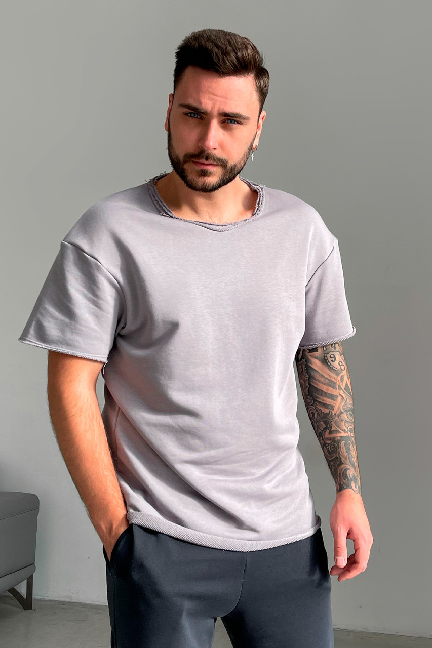 Чоловіча футболка бавовняна 3379-c02 сіра, фото 1