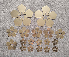 Дзеркальні наклейки квіти пластикові 18шт набір золоті, фото 3