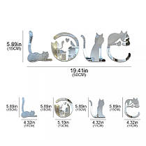 Дзеркальні наклейки на стіну 4 коти LOVE, фото 2