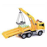 Іграшка евакуатор з машинкою таксі Wenyi 30 см інерційний світло звук Жовтий (59977), фото 5