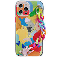 TPU+PC чохол Colorspot з ремешком-цепью для Apple iPhone 12 Pro Max (6.7") Tropic Чохли, Brush, Силікон, Принт, Накладка