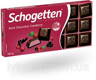 Чорний шоколад Schogetten Dark Chocolate Cranberry , 100 гр